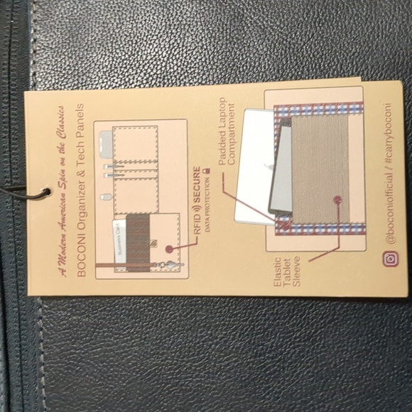 Boconi Leather Slim Zipster Laptop / Messenger Bag New With Tags ❤️ - Picture 6 of 8